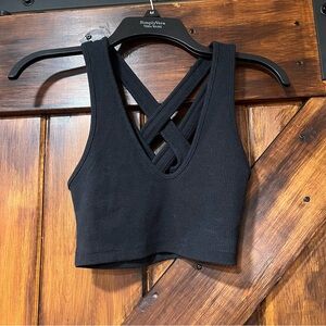 Urban Outfitters black cropped crossy back tank